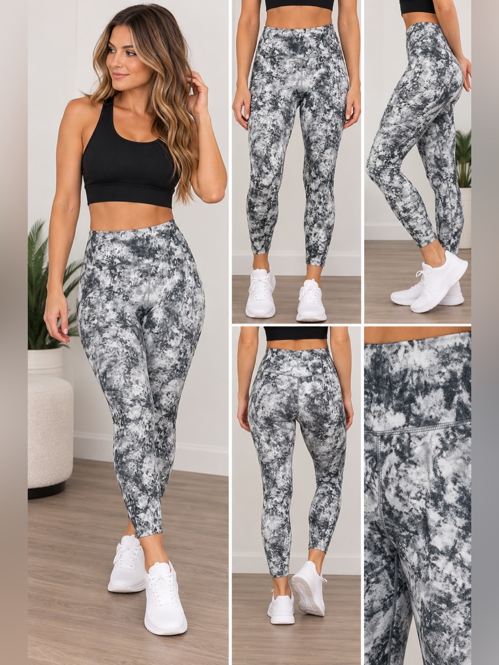 SO Gray/ White Marble Leggings Women's XL‎